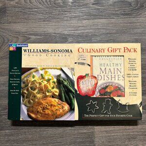 Williams Sonoma Culinary Gift Set Healthy Main Dishes Cookbook Apron 1996 VTG